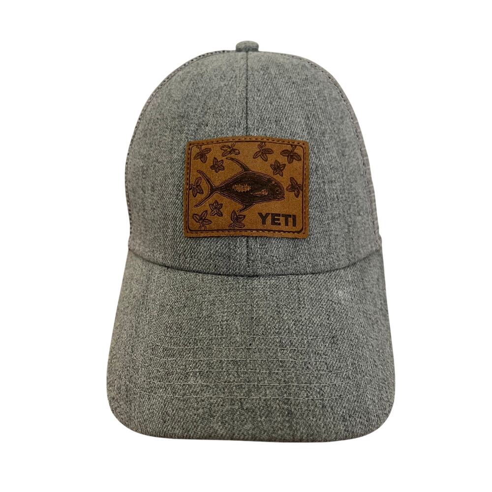 YETI Jonathan Marquardt Permit Fish Patch Trucker Hat, Gray Mesh Snapback, EUC
